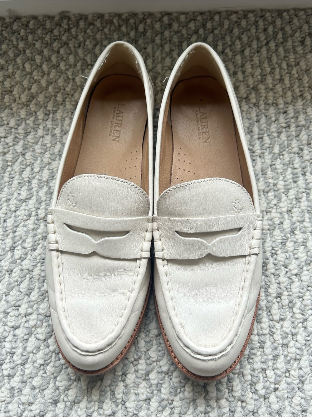 Lauren Ralph Lauren Cream Leather Penny Loafers